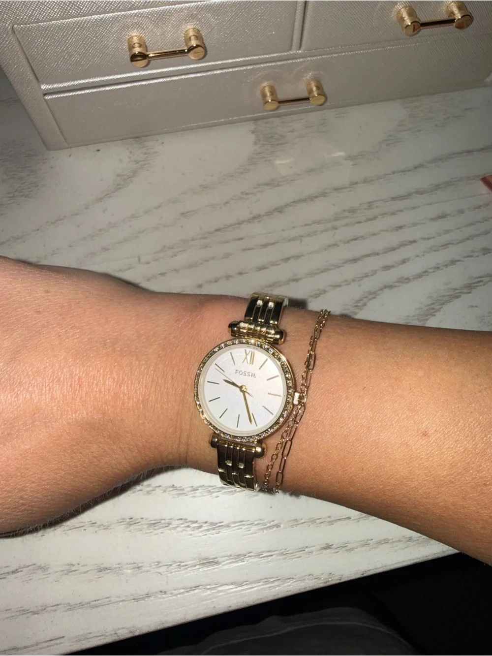 Gold Small Face Fossil Watch